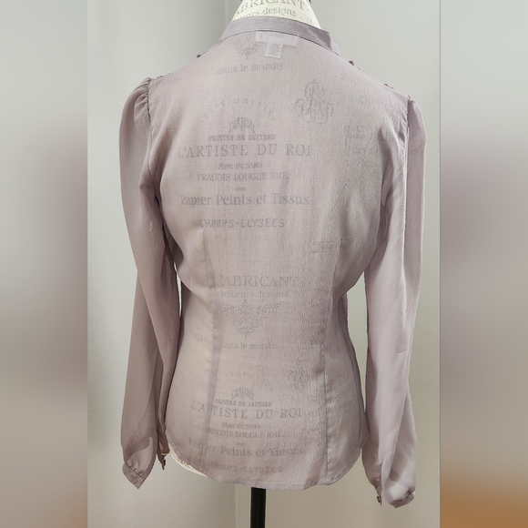 LOFT ruffle grey blouse in size 4 - Picture 2 of 6